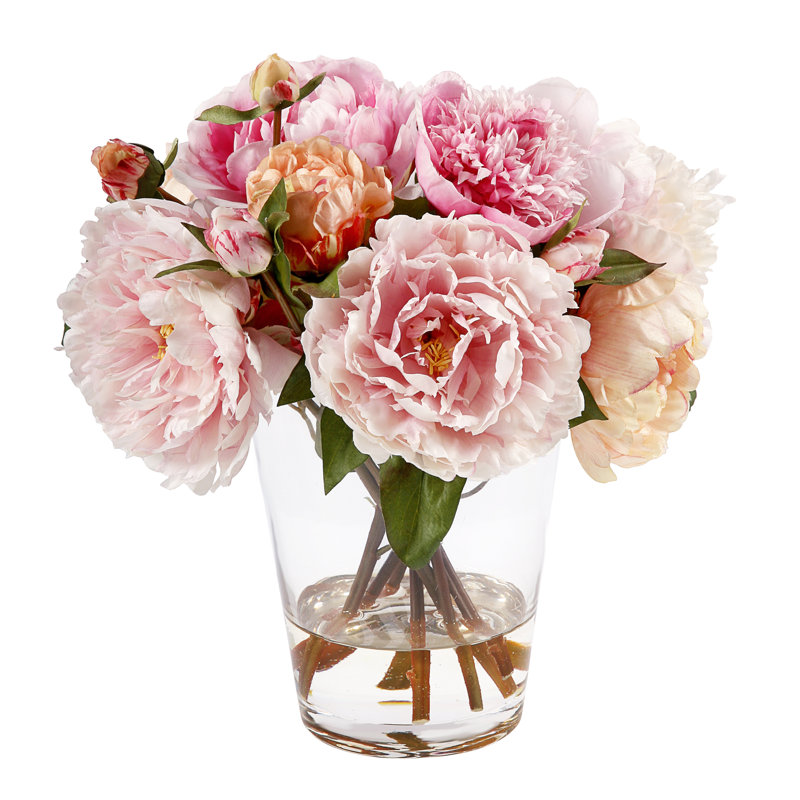 House of Hampton® Faux Peonies Floral Arrangement & Reviews Wayfair